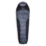 Where Tomorrow Camping Schlafsack Classic Mumienschlafsack Grau-Schwarz mit wasserabweisendem Außenmaterial und praktischer Tragetasche.