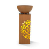 EASYmaxx LED-Dekosäule mit Planzschale Rost-Optik Mandala 59 cm mit Beleuchtung und Mandala-Design für Innen und Außen.