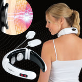 MAXXMEE Nacken-Massagegerät EMS weiß/schwarz mit 16 Intensitätsstufen für tiefe Entspannung, handlich und kabellos, ergonomisch anpassbar.