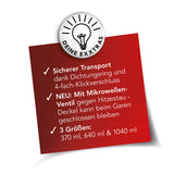 MAXXMEE Glas-Frischhaltedosen Klick-it mit Mikrowellen-Ventil 6-teilig Set grau mit sicherem 4-fach-Klickverschluss und Dichtungsring.