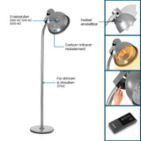 Hoberg Infrarot-Heizstrahler mit Standfuß, Carbon-Heizelement, 3 Heizstufen, flexibel einstellbar, Fernbedienung, für drinnen und draußen.