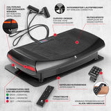 FitEngine 4D Vibrationsplatte mit 3 Vibrationsmodi, 60 Intensitätsstufen, LED-Beleuchtung, integrierten Lautsprechern und Expanderbändern.