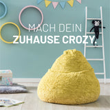 LUMALAND Luxury Fluffy Sitzsack stylischer Webplüsch Beanbag Gelb, 120L Füllung, weich und flexibel für modernes Wohnen.
