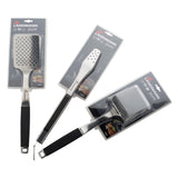 LANDMANN Pure Grillwender aus Edelstahl mit gummiertem Griff, ergonomisch gestaltet für sicheres Grillen großer Grillstücke.