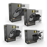 N8WERK Aluguss-Topf-Set in der Midnight Edition 8-teilig mit drei Töpfen und Stielkasserolle, Antihaftbeschichtet, induktionsgeeignet.