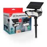 EASYmaxx LED-Solarstrahler mit Bewegungsmelder - schwarz, energiesparend, mit Solarpanel und Fernbedienung für Garten und Terrasse.