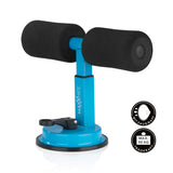 MAXXMEE Trainings-Assistent Sit-Up schwarz/blau mit Saugnapf, höhenverstellbar und gepolstert für Bauch- & Armmuskeltraining.