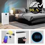 N8WERK HEPA H14 Luftreiniger L mit 6-fach-Filtersystem entfernt 99,975% Schadstoffe, Wifi-Steuerung, PM2,5 Anzeige und leiser Betrieb.