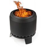 LANDMANN Raucharmer Feuerkorb Ø 60 cm – rund, schwarz, doppelwandig mit 360°-Luftzirkulation für raucharme Feuer im Garten und auf der Terrasse.