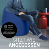 LUMALAND Luxury XL PLUS Sitzsack royalblau mit extra starken Nähten und 220L Füllung, passt sich optimal jeder Sitzposition an.