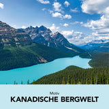 MAXXMEE Wandtattoo 3D "Kanadische Bergwelt" zeigt eine realistische Landschaft mit Bergen und See im 3D-Effekt zum Ankleben.