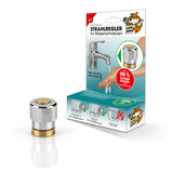 EASYmaxx Strahlregler für Wasserarmaturen 3,5cm aus Edelstahl mit zwei Modi für bis zu 90 % Wassersparen in Küche und Bad.