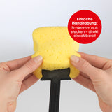 CLEANmaxx Felgenbürste mit 2 Schwämmen - gelb, flexibler Schwamm für einfache Reinigung von Alufelgen und schwer zugänglichen Stellen.