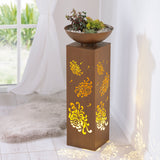 EASYmaxx LED-Dekosäule mit Planzschale Rost-Optik "Bauernrose" 87 cm, dekorative LED-Säule mit Pflanzschale und Timerfunktion.