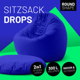LUMALAND Sitzsack Drops (300 L) in Royalblau, langlebig, multifunktional für In- & Outdoor, mit hochwertiger EPS-Füllung und verdecktem Reißverschluss.