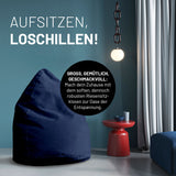 LUMALAND Luxury XL PLUS Sitzsack stylischer Beanbag in Dunkelblau mit 220L Füllung und extra starken Nähten für maximalen Komfort.