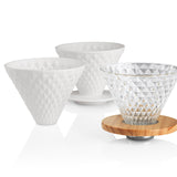 BEEM Kaffeebereiter Set Pour Over 4-tlg. mit variablen Filtern aus Glas und Porzellan, passend für manuelle Kaffeezubereitung.