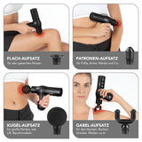 MAXXMEE Mini-Massage Gun Smart Grip - schwarz mit 4 Aufsätzen für gezielte Massage von Körper, Armen, Beinen und Nacken.
