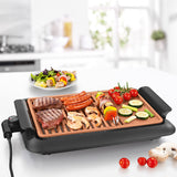 GOURMETmaxx Tischgrill rauchfrei schwarz/kupfer mit zwei Garbereichen, Keramik-Antihaftbeschichtung und max. 220 °C Grilltemperatur.