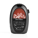 EASYmaxx Mini-Heizung Kamin-Optik schwarz mit 400W, LED-Flammeneffekt, 2-Stufen-Thermostat und digitaler Anzeige.
