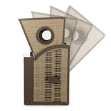 Hoberg 2-Sitzer-Strandkorb mit Bullaugen, verstellbar, aus robustem Hartholz und UV-beständigem PE-Geflecht, Selbstaufbau.