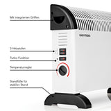 EASYmaxx Heizkonvektor - weiß/schwarz mit 2000 W, 3 Heizstufen, Turbo-Funktion, Thermostat, Griffen und stabilen Standfüßen.
