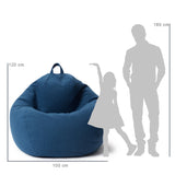 LUMALAND Comfort Line XXL Sitzsack dunkelblau 100x120x50 cm Bodenkissen mit EPS Perlen Füllung, ideal für Kinder und Erwachsene.