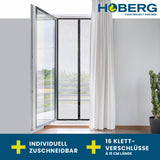 Hoberg Tür-Insektenschutz 90 x 210 cm mit Magnetverschluss, selbstschließend, anthrazit, höhenverstellbar, ohne Bohren montierbar.