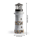 EASYmaxx Solar-Leuchte Leuchtturm - Stein-Optik, solarbetriebener Deko-Leuchtturm mit weißer LED und Dämmerungssensor, 39,5 cm hoch.