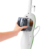 CLEANmaxx Dampfbesen - 5in1 in limegreen/weiß mit herausnehmbarem Wassertank für Boden- und Teppichreinigung.
