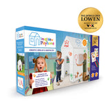 Imaginew Playhome Spielhaus Bauernhof & Kaufmannsladen zum Bemalen, Aufbauen und Wiederverwenden mit Klettverschluss und Stickern.