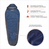 Where Tomorrow Camping Schlafsack Small & Light, wasserabweisend, atmungsaktiv, bis -5 °C, mit Packsack, Grau-Navyblau, 220 x 80 x 50 cm