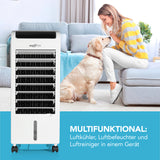 MAXXMEE Luftkühler Mobil 80 W in Weiß mit Luftbefeuchtung, Ionisation und 120° Schwenkfunktion im Wohnraum.