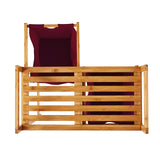 LUMALAND Bambus Wäschekorb mit 2 ausziehbaren Wäschesäcken in Dunkelrot, 73x64x33 cm, stilvoll und pflegeleicht.