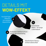 LUMALAND Luxury Fußball Sitzsack mit hochwertigem, abwaschbarem Bezug, verdecktem Reißverschluss und extra starken Nähten für lange Haltbarkeit.