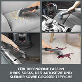 CLEANmaxx Polster- & Teppichreiniger mit Zubehör reinigt gründlich Sofa, Autositze und Teppiche durch Sprühen, Reinigen & Aufsaugen.