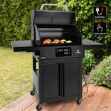 LANDMANN VOLTRIS Elektro-Grillwagen - Schwarz mit Touchdisplay, 2 Heizelementen und emaillierten Gusseisenrosten für bis zu 6 Personen.