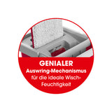 CLEANmaxx Komfort-Mopp 2 Kammern-System mit genialem Auswring-Mechanismus für perfekte Wisch-Feuchtigkeit.