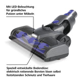 CLEANmaxx Akku-Zyklon-Staubsauger mit LED-Beleuchtung und Power Rotation Bodendüse für effektive Reinigung unter Möbeln.