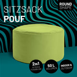 LUMALAND Sitzsack Pouf (50 L) - moderner, runder Sitzhocker in Grün, vielseitig für In- & Outdoor mit 50 L Volumen.