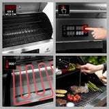 LANDMANN VOLTRIS Elektro-Grillwagen Edelstahl mit 2 Grillzonen, Touch-Display, 300 °C, Fleischthermometer und großer Grillfläche 59x40,5 cm.