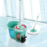 MAXXMEE Power-Wischmopp - 2 Kammer-System - türkis mit Eimer und rotierendem Mop für einfache, hygienische Bodenreinigung ohne Bücken.