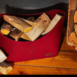 LUMALAND Kaminholztasche aus Filz mit Tragegriff 40x25x28 cm in Dunkelgrau zur sicheren Aufbewahrung von Kaminholz und mehr.