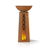 EASYmaxx LED-Dekosäule mit Flammeneffekt in Rost-Optik, 69 cm, batteriebetrieben mit integriertem Timer für Wohnzimmer und Garten.