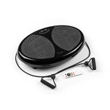 VITALmaxx Vibrationstrainer rund 200W schwarz mit LED-Display, Expanderbändern und Fernbedienung für Ganzkörpertraining zu Hause.