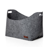 LUMALAND Kaminholztasche aus Filz mit Tragegriff 40x25x28 cm Dunkelgrau für Kaminholz und Aufbewahrung.