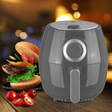 Kochwerk Heißluft-Fritteuse grau mit 4l Fassungsvermögen, fettarme Zubereitung, Heißluftofen, Grill und Timerfunktion.