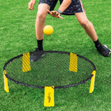 MAXXMEE Mini-Volleyball-Spiel Spike Ball Set gelb/schwarz mit Netz und Ball, ideal für drinnen und draußen, schnelle Spielvorbereitung