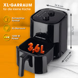 GOURMETmaxx Heißluft-Fritteuse Mechanisch 3,6l Schwarz mit 1200W, kompakt, XL-Garraum für vielseitige fettarme Zubereitung.