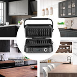 N8WERK Waffeleisen mit 5 Programmen, LCD-Display, 2 Waffeln gleichzeitig und Antihaftbeschichtung für belgische Waffeln.